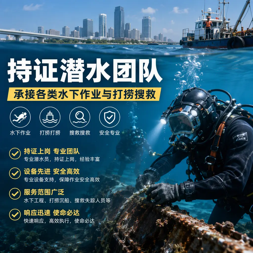 持证潜水团队，承接各类水下作业与打捞搜救张北