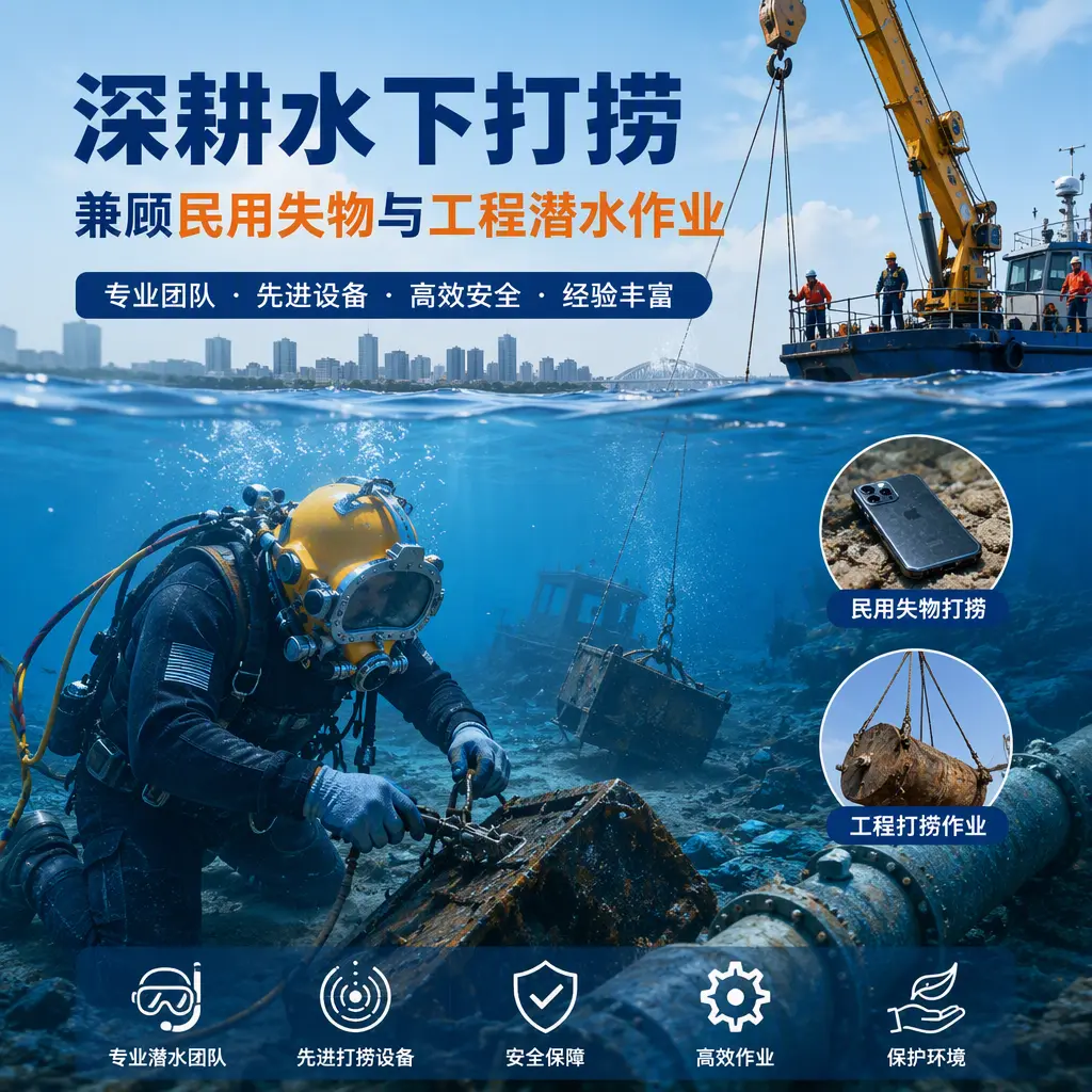 深耕水下打捞，兼顾民用失物与工程潜水作业张北