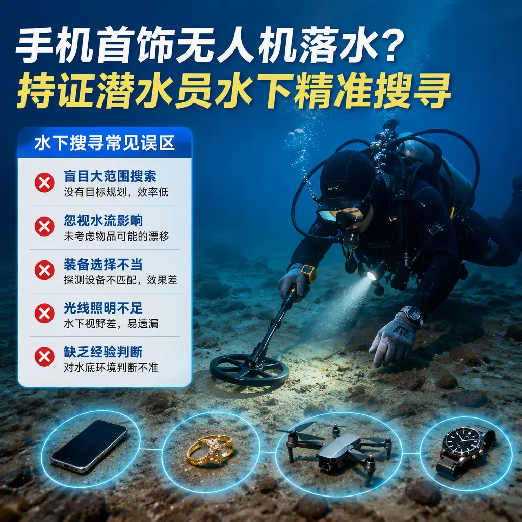 手机首饰无人机落水？张北持证潜水员水下精准搜寻